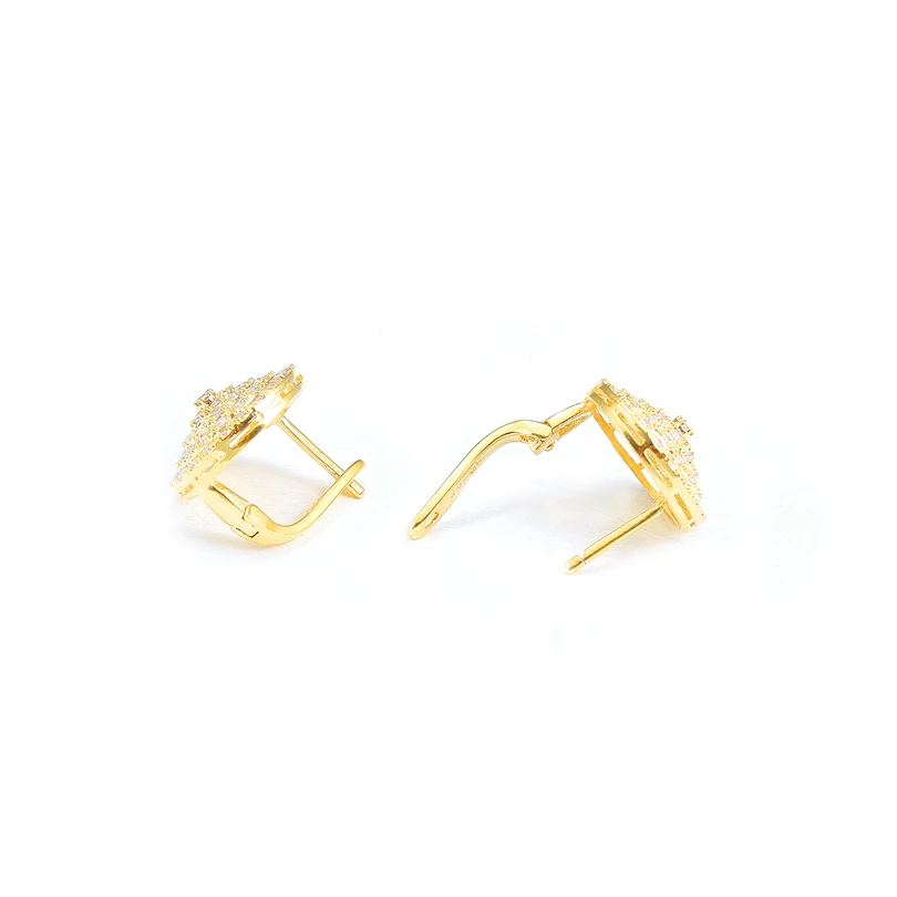 India Bride Wedding Micro Pave AAA CZ Round Circle Hoop Earrings for Women Gold Color Simple Fine Jewelry Fashion Luxury Earring