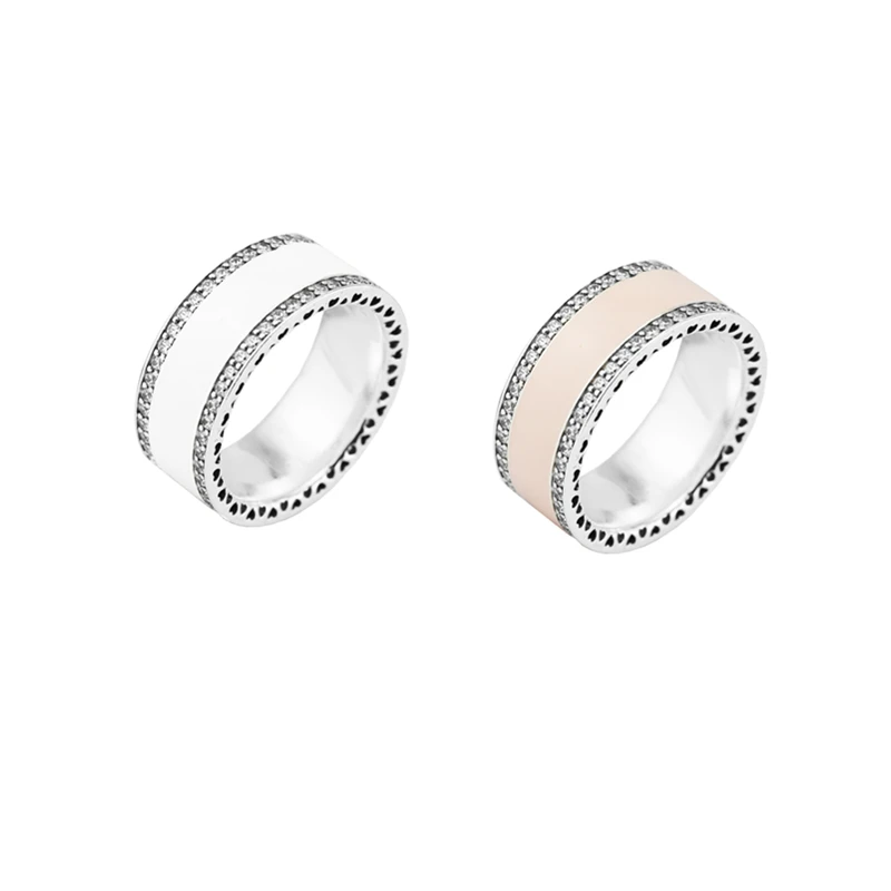 

Hearts Silver Enamel & Clear CZ Ring Silver Woman Rings For Jewelry Making 925 Original Silver Jewelry Make Up Woman Gift Ring