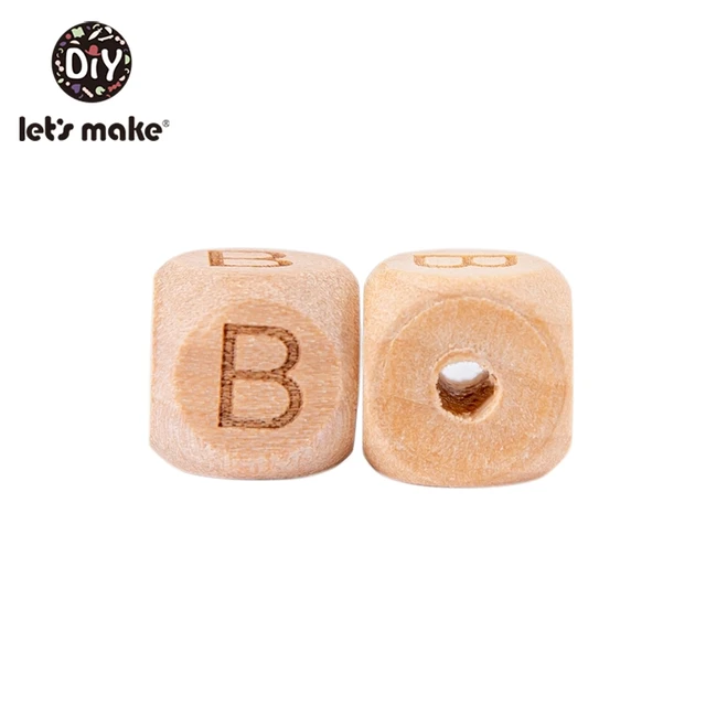 Let'S Make Wooden Beads For Rattles 500Pc Square Beech Wood Alphat English Letter Beads Baby Toys Diy Handmaking Wooden Teether B