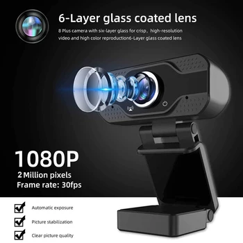 

Video Conference Live Streaming Web Camera with Microphone 1080P HD USB Webcam Widescreen Video Work Home Accessories