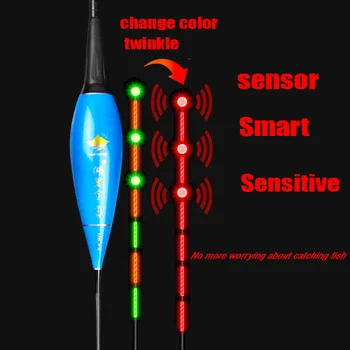 

HLJFISHING Fishing Float Electric Floater Gravity Sensor Smart IC Build-in Fish Baits Antenna Change Color LED Luminous Floater