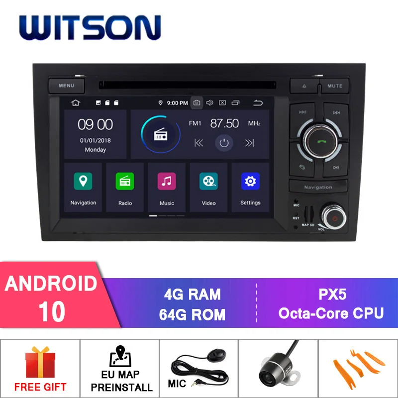 

WITSON Android 10.0 4GB+64GB 8 Core CAR DVD PLAYER WITH GPS for AUDI A4 2002-2008 audio system with gps car audio gps dvd