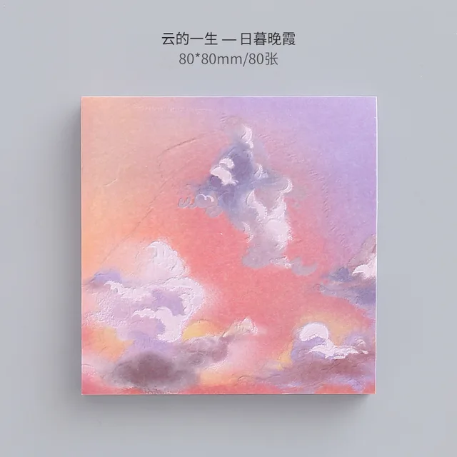Girl Sticky Notes Oil Painting Color N Times Stickers Ins Beautiful Scenery Student Account Decoration Message Paper Memo Pads 7 Sunset