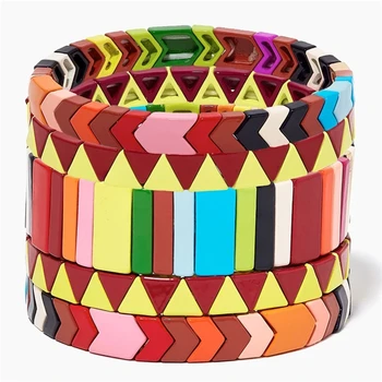 

KSRA 2020 Spring And Summer New Alloy Paint Bracelet Tile Beads Bracelet Unisex Suit European And American Fashion Jewelry