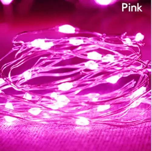 9 цветов светодиодный звездный свет гирлянда батарея свет ночник Сказочный микро светодиодный прозрачный серебряный линии для вечерние рождественские weddin - Испускаемый цвет: Pink