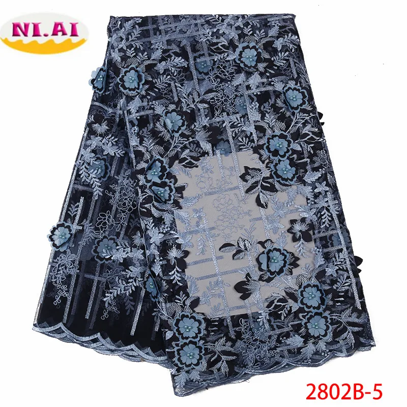 NIAI африканская французская кружевная ткань Высокое качество Кружева Тюль Чистая кружевная ткань вышивка нигерийская кружевная ткань для женщин XY2802B-1