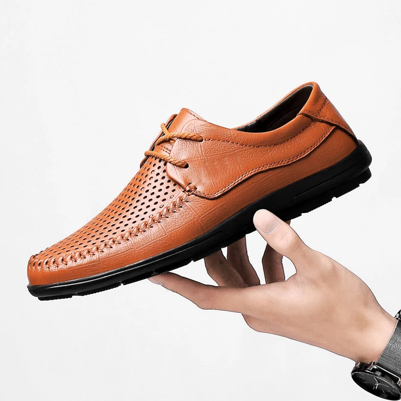 

Brand 2019 Summer Big Size 37-46 Cow Leather Men Shoes Oxford Casual Classic Sneakers For Male Comfortable Business Formal Shoes