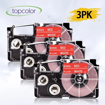 

Topcolor 3PK White on Red Replace Casio 6mm Label Tape XR-6ARD 8m Long Ribbon Printer KL-HD1 KL130 KL-60SR KL-780 KL-P1000 KL-G2