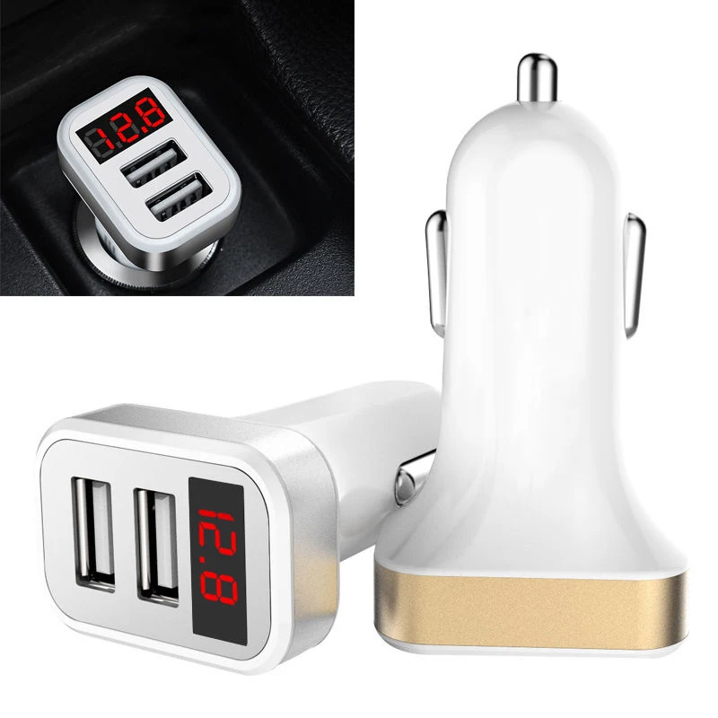 Автомобильный прикуриватель штекер питания двойной USB адаптер питания с экраном дисплея