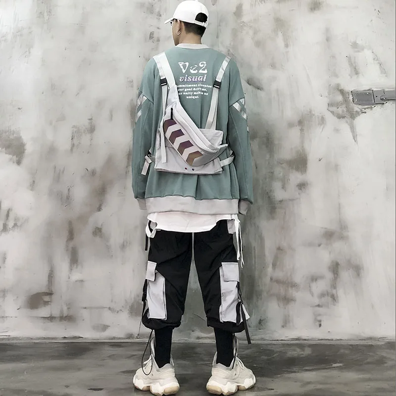 Summer Hip Hop Chest Bag Casual Shoulder Crossbody Bag Fanny Pack for Men Fashionable Street Reflective Waist Bag Travel Pack
