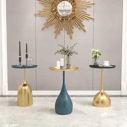 Mesa auxiliar de lujo para sala de estar, sofá moderno, balcón, mesa redonda, esquinera