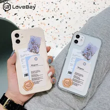 Retro sanat desen etiket telefonu kılıfı iPhone 11 12 Pro SE 2020 7 8 artı X XR XS Max lens koruma mektup temizle yumuşak TPU arka