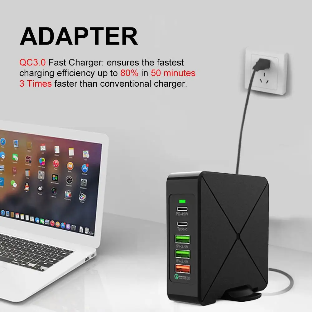 45 Вт PD зарядное устройство type C адаптер питания для ноутбука 2.4A USB разъем QC3.0 USB быстрое зарядное устройство Зарядка головка выход USB PD настенное зарядное устройство# M2