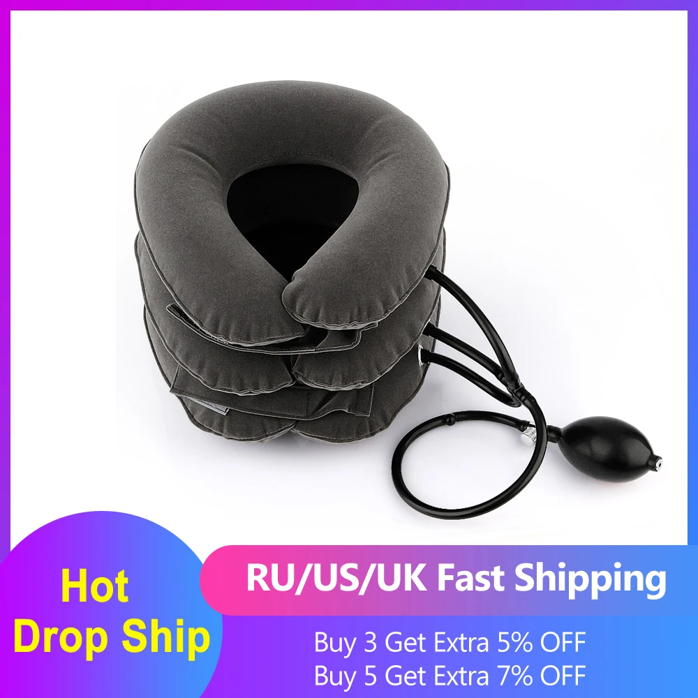 Hot Drop Ship Inflatable Air Neck Traction Device Soft Neck Cervical Collar Pillow Pain Stress Relief Neck Stretcher US Stock|Neck Tractor| - AliExpress
