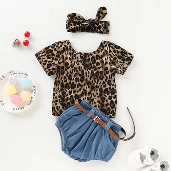 

HIPAC 3PCS 2020 Baby Girls Clothes Boutique Kids Clothing Casual Cotton Short Print O-Neck Regular Active Fashion Novelty