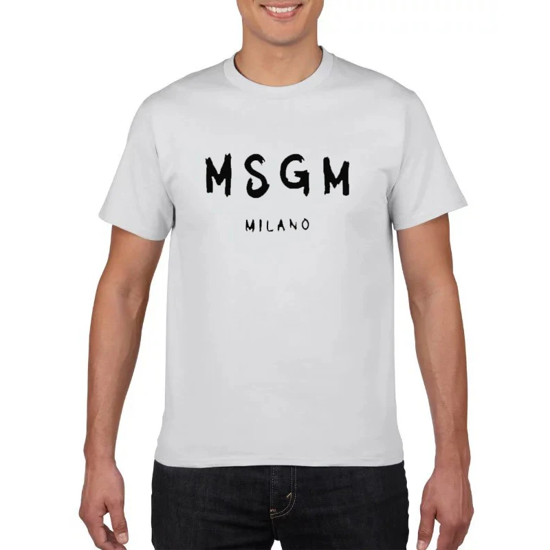 Модные MSGM печати для мужчин 100% хлопок футболки летняя футболка Мужской