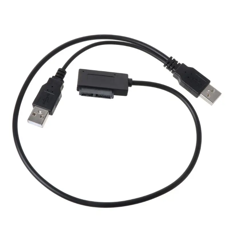 Двойной USB 2 0 до 7 + 6 Pin тонкий SATA кабель адаптер для ноутбука ODD | Компьютеры и офис