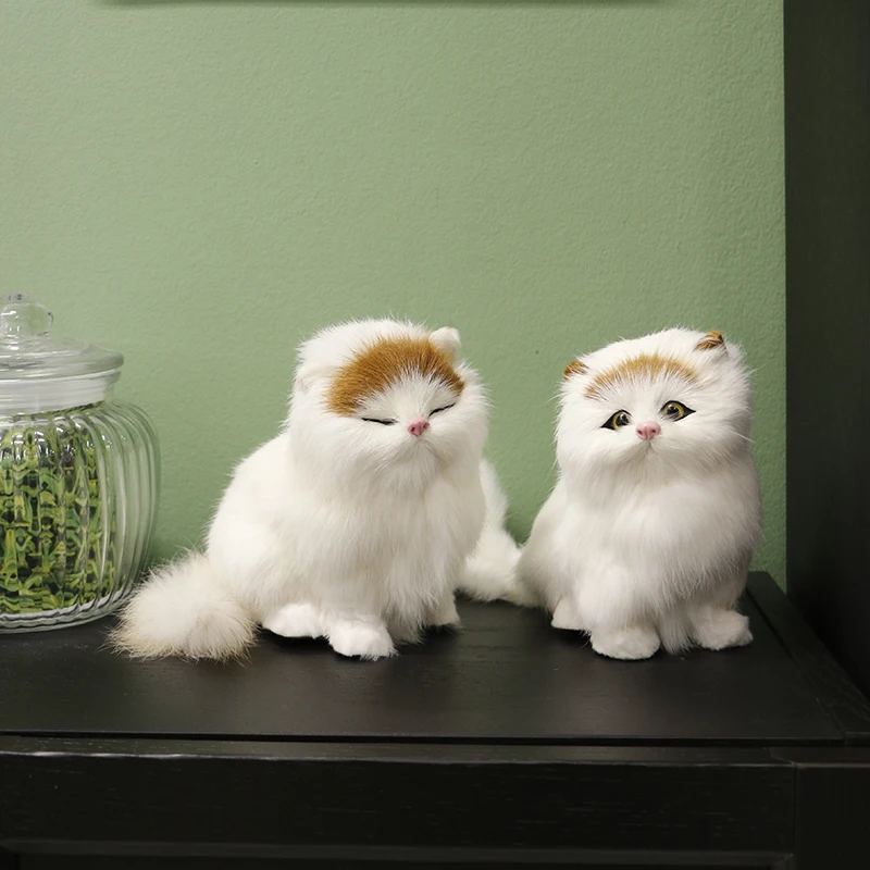 Realistic Pet Cat Dolls Kitten Figurines Plush Toy For Kids Birthday Gift Ornaments Home Table Decoration 4