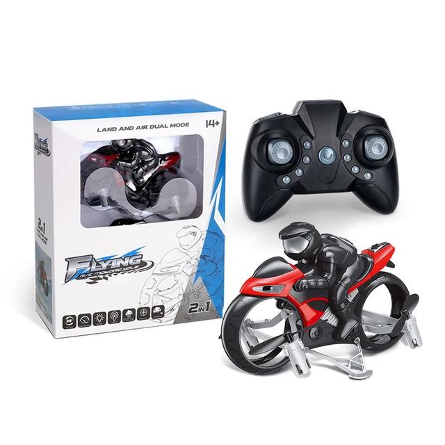 2 In 1 RC Stunt Motorcycle Kid Air Land 2.4GHz Flying Off-Road Motorcycle Drone with 360 Rotation Drift Headless Model Motorbike 6