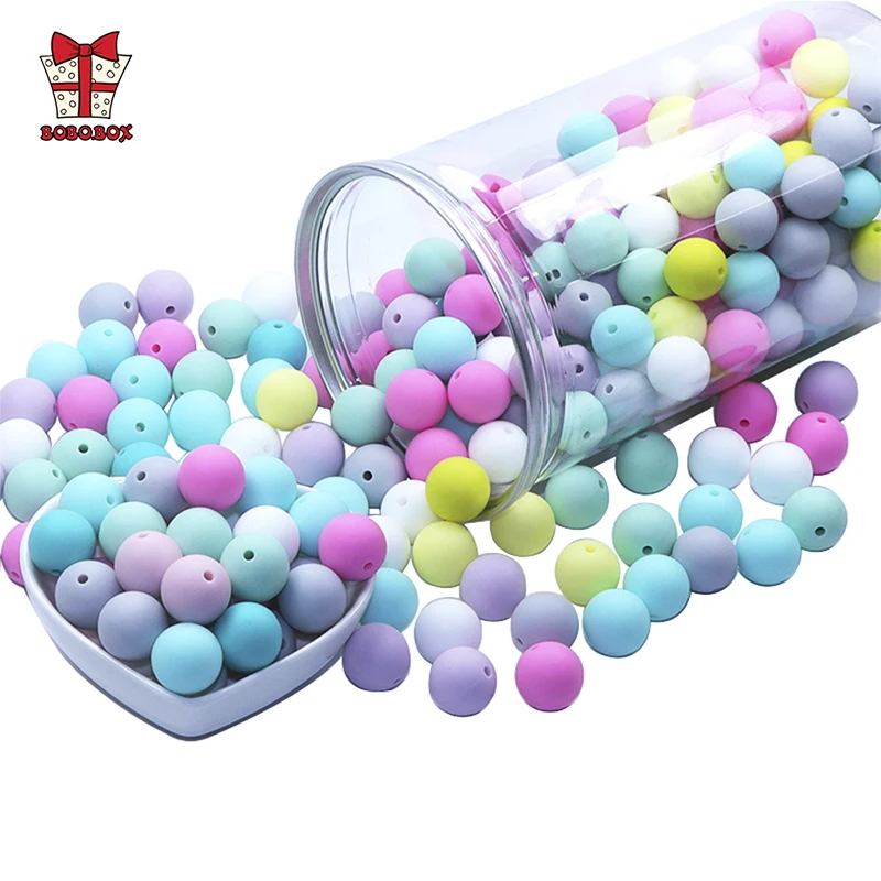 BOBO.BOX 100pcs 실리콘 비즈 9mm 친환경 감각 젖니 목걸이, 식품 등급 엄마 간호 DIY 쥬얼리 Teethers 장난감