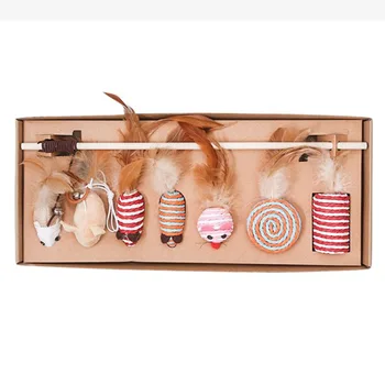 

7 Pcs Cat Toy Gift Box Mouse Fish Ball Feather Toy With Mint Funny Cat Teaser Interactive Pet Catnip Toy