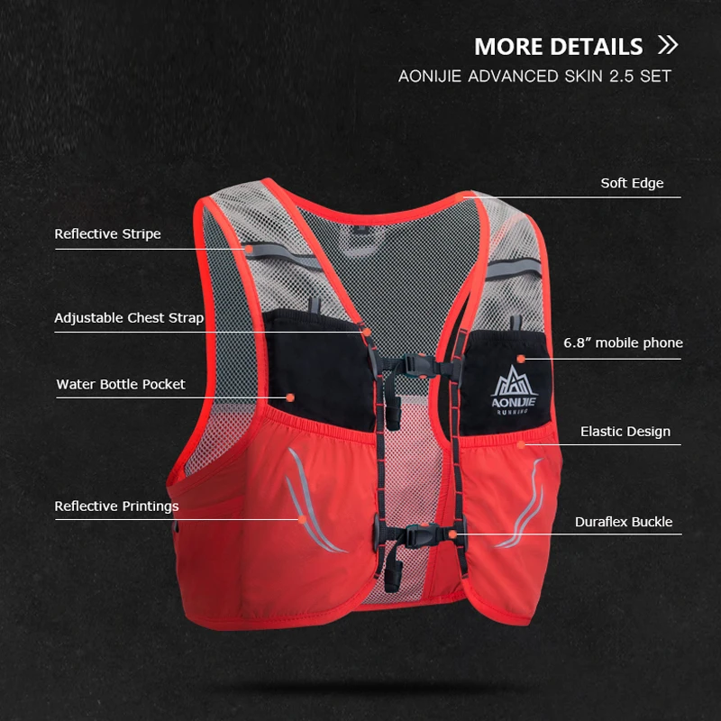 AONIJIE Hydration Pack Backpack Rucksack Bag Vest Harness Water Bladder Hiking Camping Running Marathon Race Climbing 2.5L C932