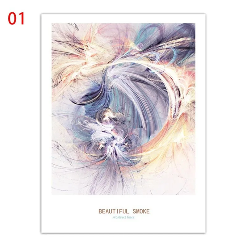 Nordic Style Coast Peaceful Morning Wall Art Print Pictures Smoke Abstract Lines Poster Aon Center Painting