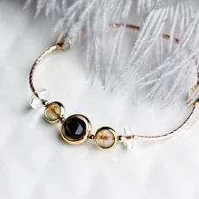 Безопасные золотые волосы кристалл обсидиан браслет женский желтый кристалл Корейская версия девушка друг студент передачи браслет