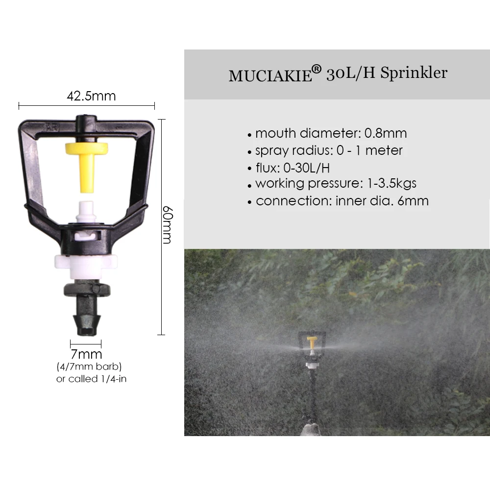 20PCS 30LPH Refraction Misting Nozzle 4/7mm Barbed Garden Cooling Irrigation Atomization Sprinklers Spray Mist Atomiser