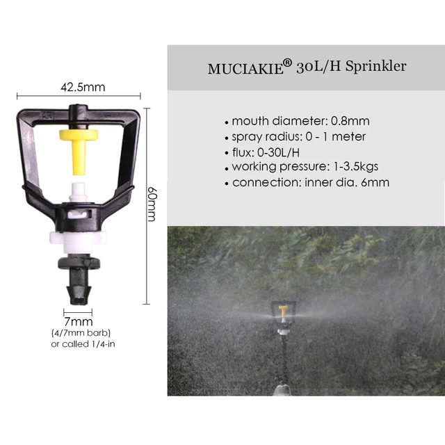 Muciakie 20Db 30 Lph Refrakciós Fúvóka 4/7 Mm Szögesdrótos Hűtés Öntözés Porlasztók Spray -Köd Atomizátor - Image 3