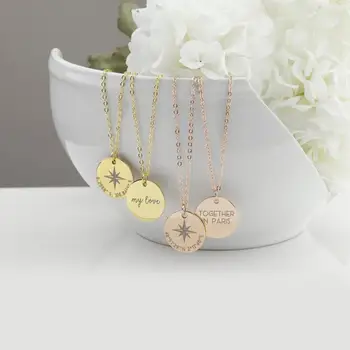

Custom Coordinate Necklace,Teacher Gifts,Compass Necklace for Graduation Gift,Necklaces for Women,Friendship Necklace,Coordinate