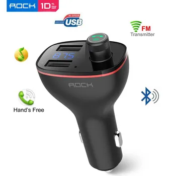 

ROCK Car MP3 Audio Player Bluetooth Kit FM Transmitter Handsfree Calling 5V 3.4A Dual USB Car Charger Battery Voltage Detection