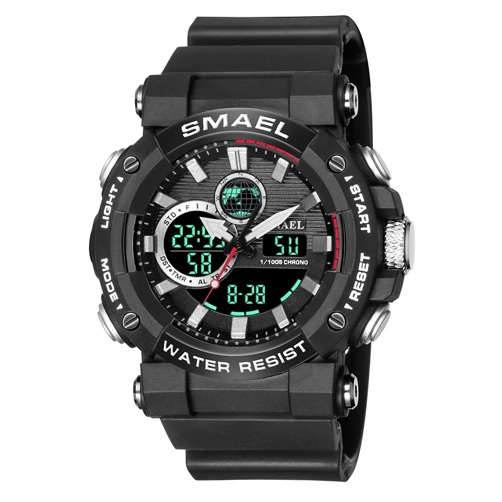 SMAEL Military Watches Men Sport Watch Waterproof Wristwatch Stopwatch Alarm LED Light Digital Watches Men's Big Dial Clock 8048 