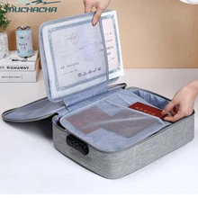 Домашняя дорожная Сумка для документов, билетов, водонепроницаемая, с кодовым замком, многослойная, сортировка, сертификаты, файлы, чехол, органайзер, сумка для хранения