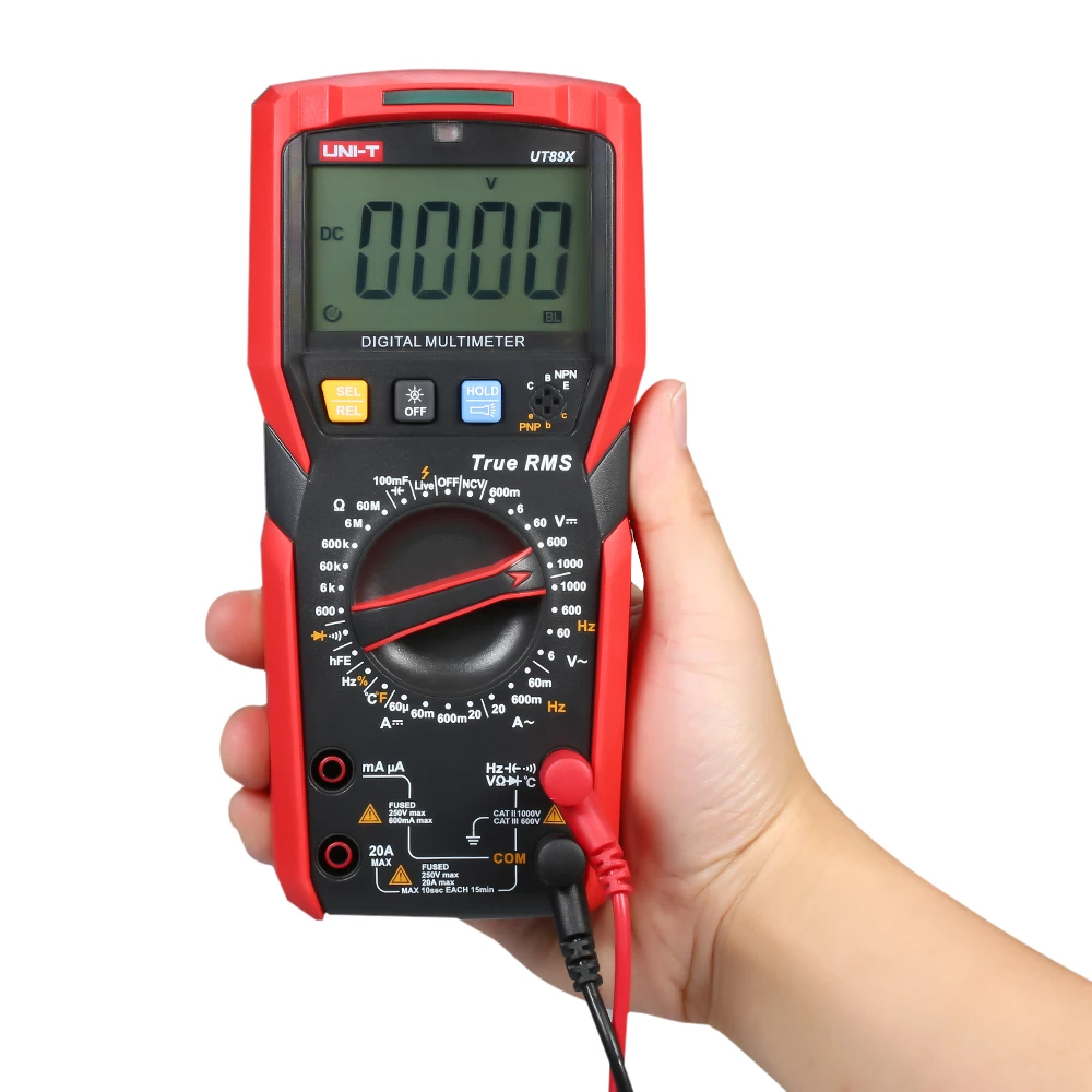 UNI-T UT89X Цифровой мультиметр 6000 отсчетов ЖК-Дисплей True RMS измерение AC/DC напряжение Емкость Частота Диод тестер