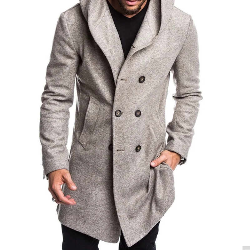 Men's Fashion Woolen Jackets Coats Clothing Warm Hoody Trench Formal Social Long Male Casual Outerwear Overcoats Slim Clothing