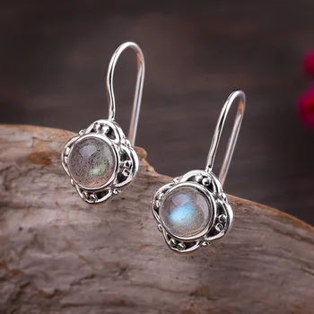 

Manufacturers direct Thai silver Seiko versatile earrings S925 silver jewelry women's quaint moonstone earrings