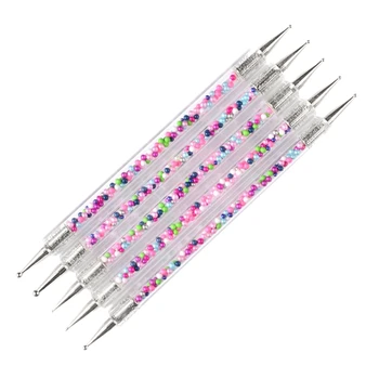 

5 Pc Point Pen 2 Way Dotting Pen Tool Nail Art Tip Dot Paint Manicure Kit