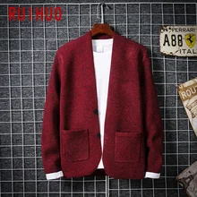 RUIHUO однотонный кардиган Для мужчин уродливые Рождественский свитер зимняя куртка Для мужчин кардиган мужской одежды свитера Для мужчин s Кардиган XXXL осень