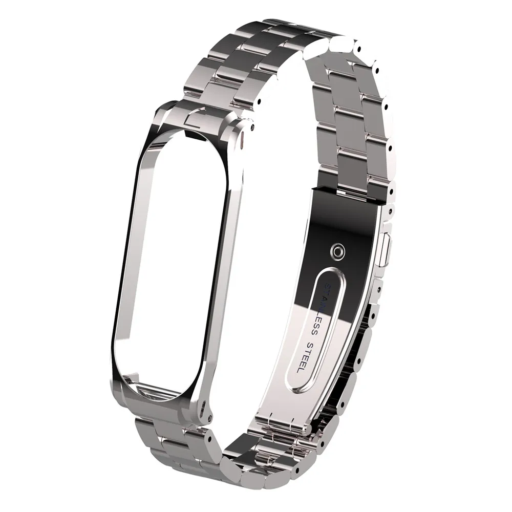 Silver Mi Band 4 Strap for Xiaomi Mi Band 4 Bracelet Smart Watch Stainless Steel Band - Цвет: Silver