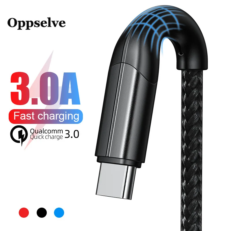 

Oppselve 1m2m 3A Type C Cable for Samsung S10 Huawei Xiaomi 9 Fast Charging Data Wire Cord for Android Mobilephones Charge Cable