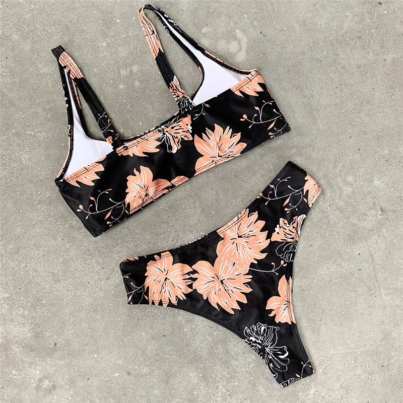 Swimsuit Women Split Swimwear Floral High Waist Bikinis Female Bathing Suits Print Swimsuit Summer Women Biquini Swimming Wear Swimsuit Women Split Swimwear Floral High Waist Bikinis Female Bathing Suits Print Swimsuit Summer Women Biquini Swimming Wear