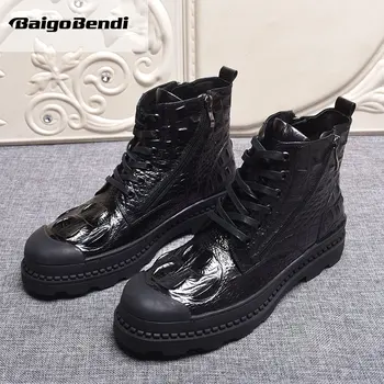 

Super Recommand! Hight End Lace Up And Zip Men Work Fashion Boots Man Round Toe Cool Winter Boots Genuin Leather