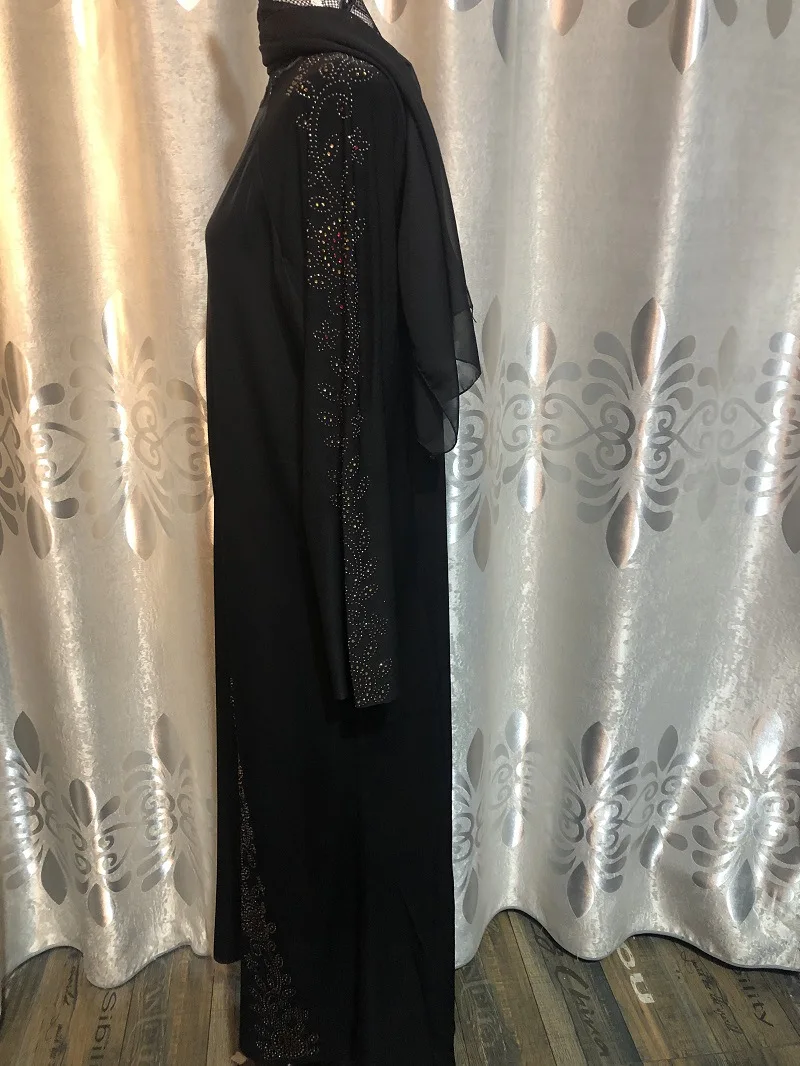 Новые длинные детские халаты для девочек 4-8 лет с бриллиантами, длинное платье-кимоно платье в марокканском стиле мусульманская одежда