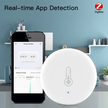 

Tuya ZigBee Smart Temperature And Humidity Sensor Battery Powered Works With Zigbee Wireless Gateway Hub Smart Home
