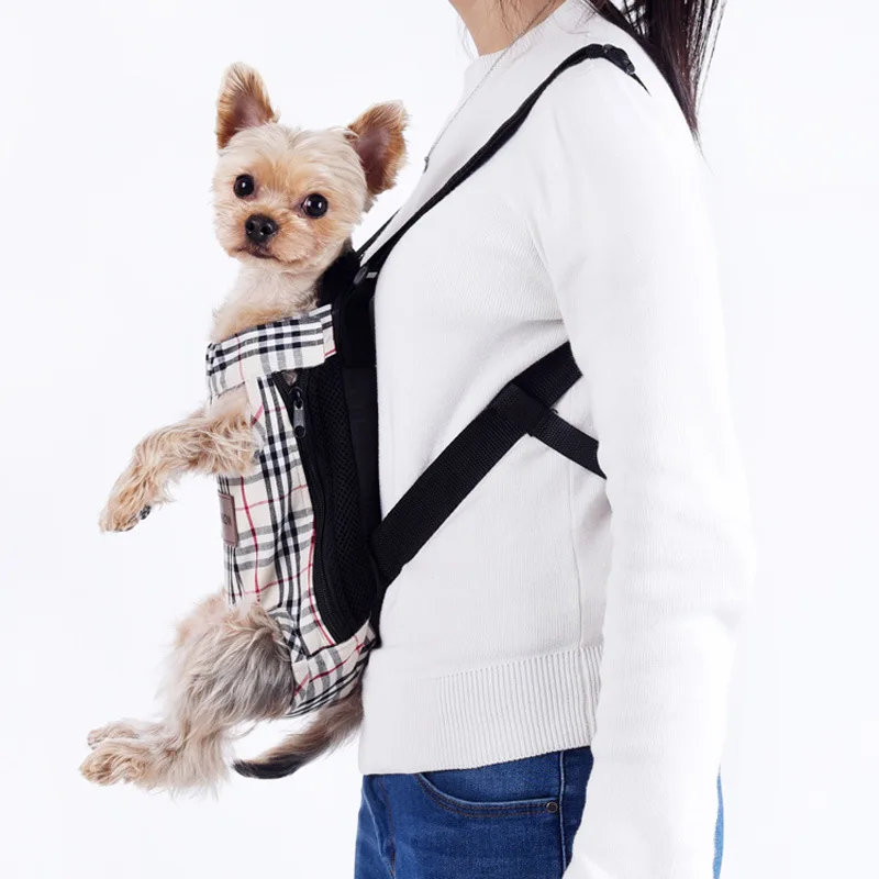Pet Dog Front Chest Backpack Five Holes Backpack Check Dog Outdoor Carrier Tote Bag Sling Holder Cat Puppy Dog Carrier