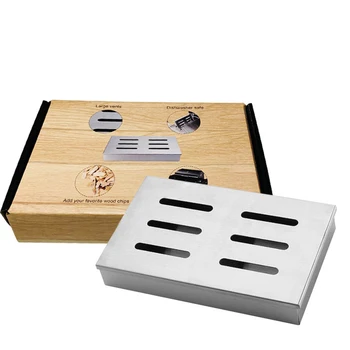 

Stainless Steel Wood Chip Cigarette Case-Smoked And Grilled Flavored Barbecue With Gas Or Charcoal Grill-Brushed 1PC #25