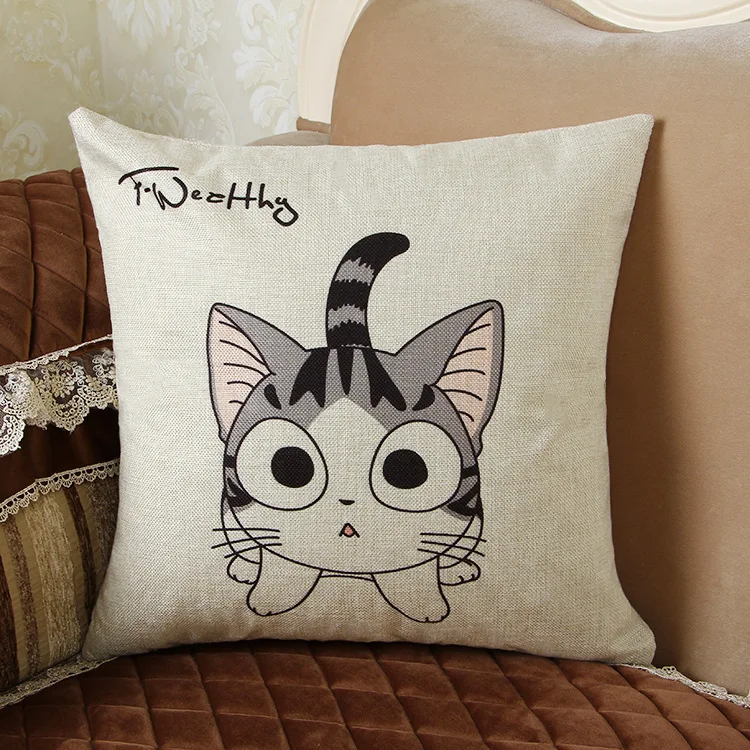 Прекрасный мультфильм Подушка Kitty Печать Лен обнимает наволочка для работы в офисная подушка - Цвет: 6
