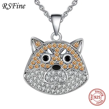 

925 sterling silver pet dog necklace series Akita dog pendant diamond design for women mother hot sale fashion Fine jewelry