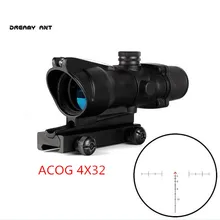 DREAMY охотничий прицел 4X32 ACOG настоящий волоконный оптический Тактический оптические прицелы красный зеленый освещенный точечный элемент шеврон стекло травление сетка